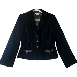 Kay Unger Black Silk Blend Velvet Office Business Coat Blazer Jacket Size Size 4